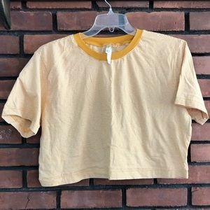 Mustard yellow striped crop top